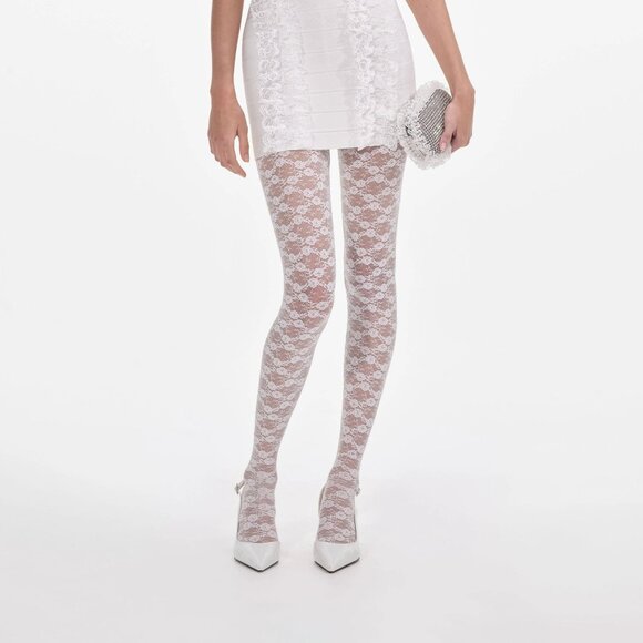 self-portrait x Christopher Kane Lace Tights in White Small New Nylons Pantyhose - Picture 11 of 12